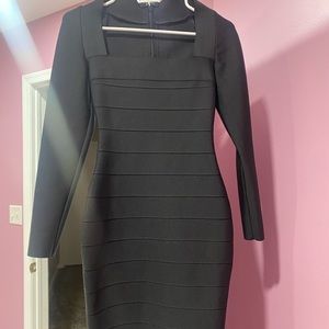 Black long sleeves bodycon dress